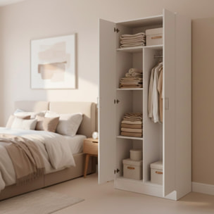 Armadio Multiuso Con 2 Ante Battenti e Ripiani Interni Armadietto Mobile Salvaspazio Per Bagno Lavanderia Ingresso 70 x 36 x 180.9 Cm Bianco