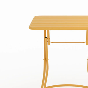Table de jardin pliante en métal jaune beurre 2 personnes - Yumi