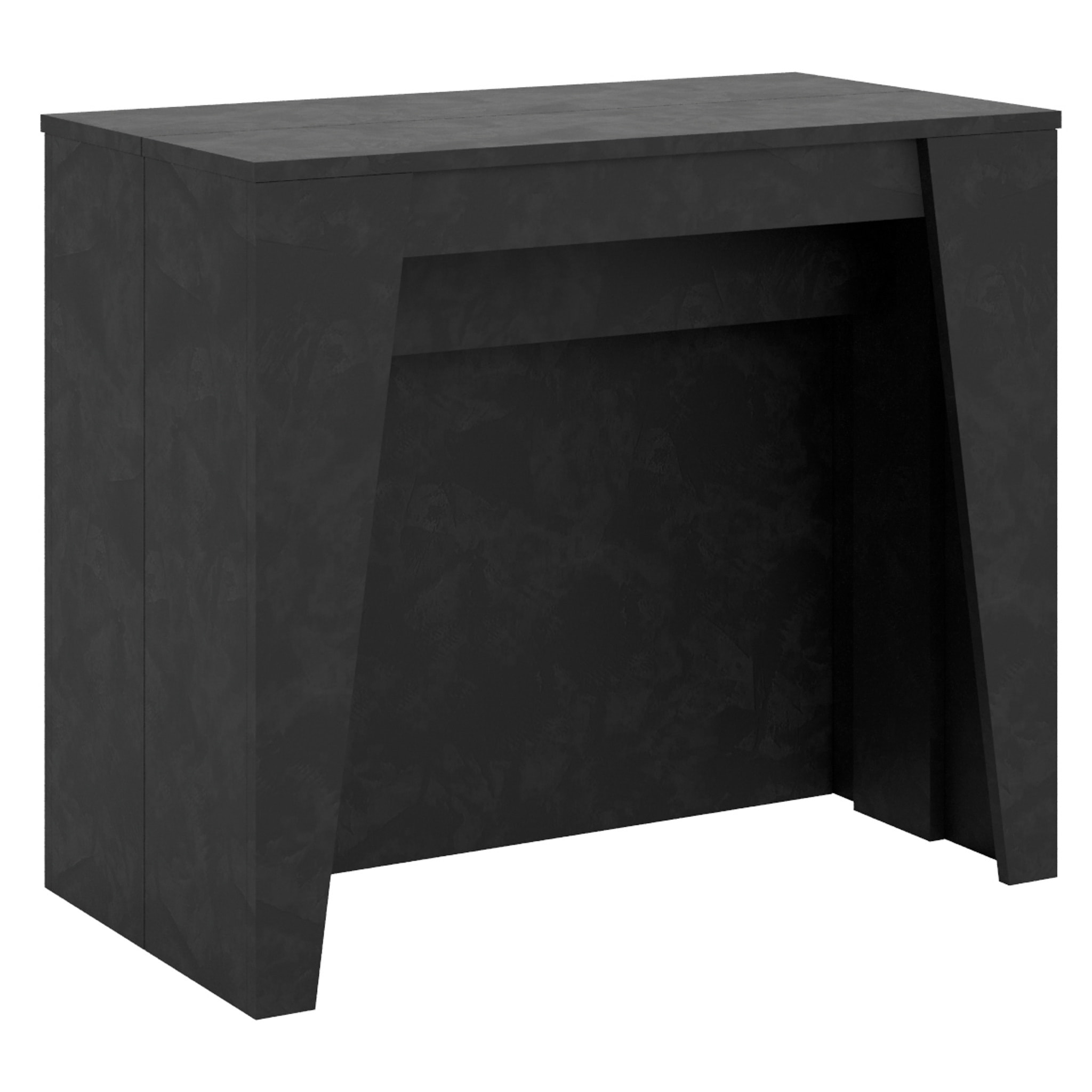 Console extensible 90x48/296 cm Bakari anthracite spatulé rallonges internes