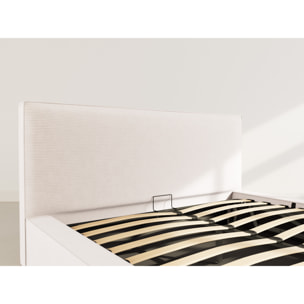 Topaze - lit coffre - 160x200 cm - sommier inclus - velours côtelé - Beige