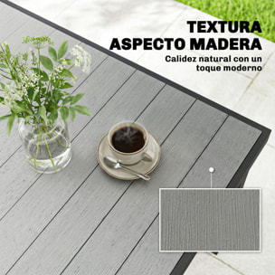 Mesa de Comedor de Jardín Rectangular, Mesa de Terraza Exterior 140x90x74 cm, con Estructura de Acero y Encimera Desmontable de WPC de Listones, Carga 50 kg, para Patio, Balcón, Gris