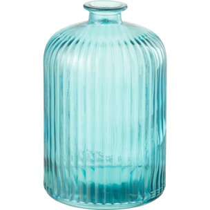 J-Line Vase Bottle Stripe Glass Aqua Large