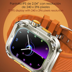 DAM Smartwatch Z85 Max con pantalla 2'', triple correa. Monitores de salud, ECG, tensión. Modos deportivos, llamadas BT. 4,7x1,4x5,5 Cm. Color: Naranja