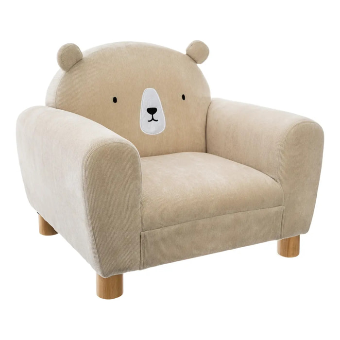 Fauteuil enfant ours beige
