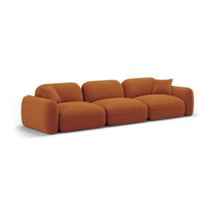 Canapé modulable "Lucien" 4 places en velours terracotta