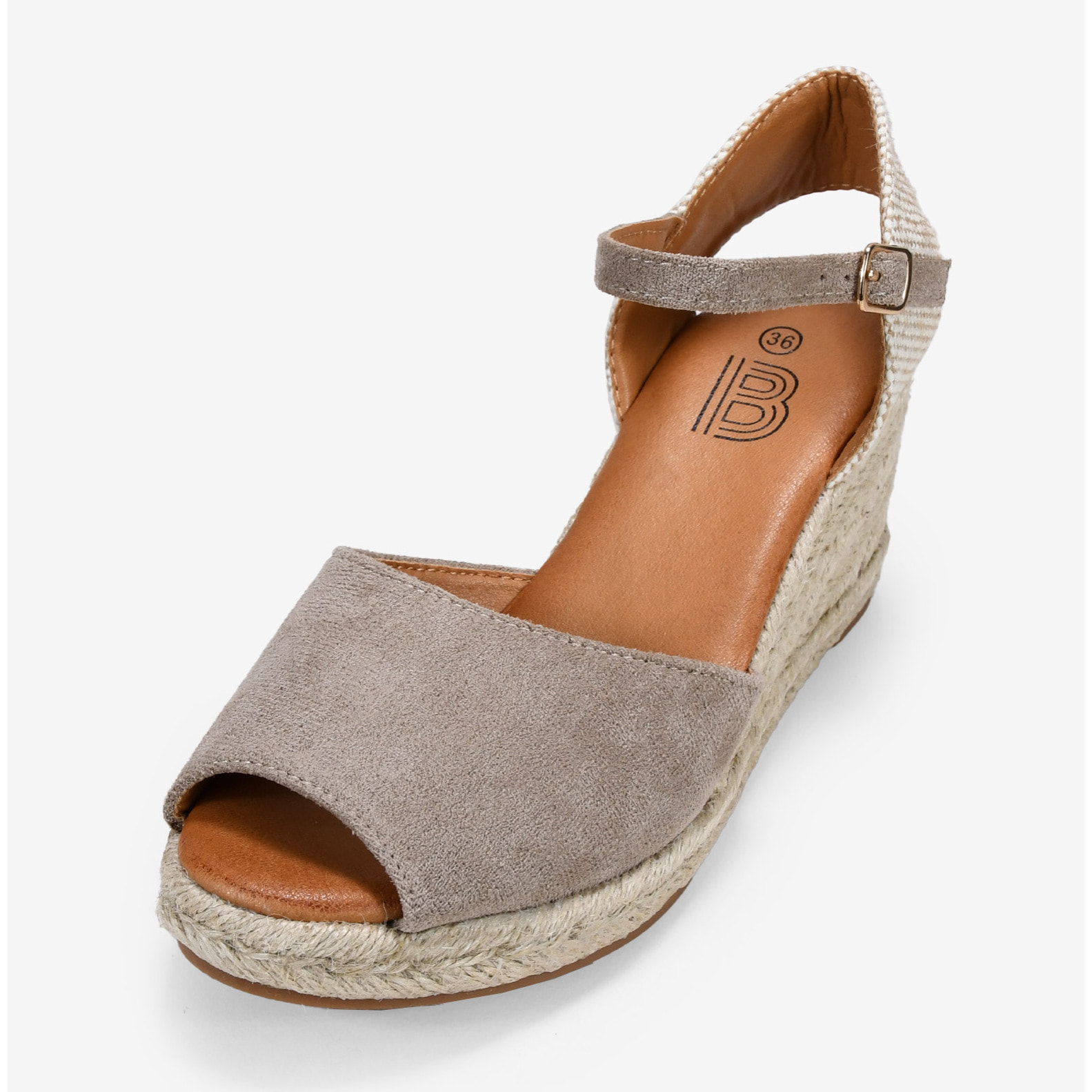Sandalias taupe con cuña de esparto