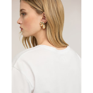 Motivi - T-shirt boxy con logo ricamato - Bianco