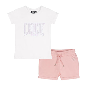 Set da bambina con t-shirt e pantaloncini in cotone Leone Shiny
