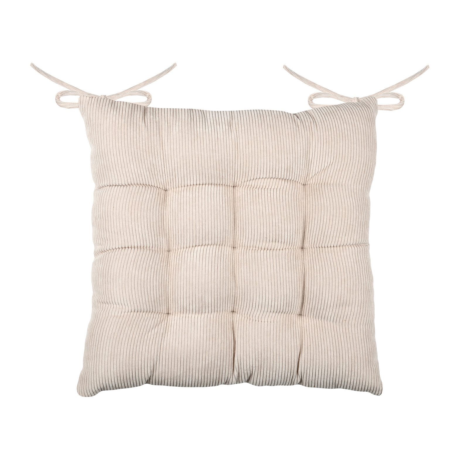 Galette de chaise carrée en velours côtelé - Naturel