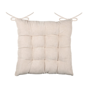 Galette de chaise carrée en velours côtelé - Naturel