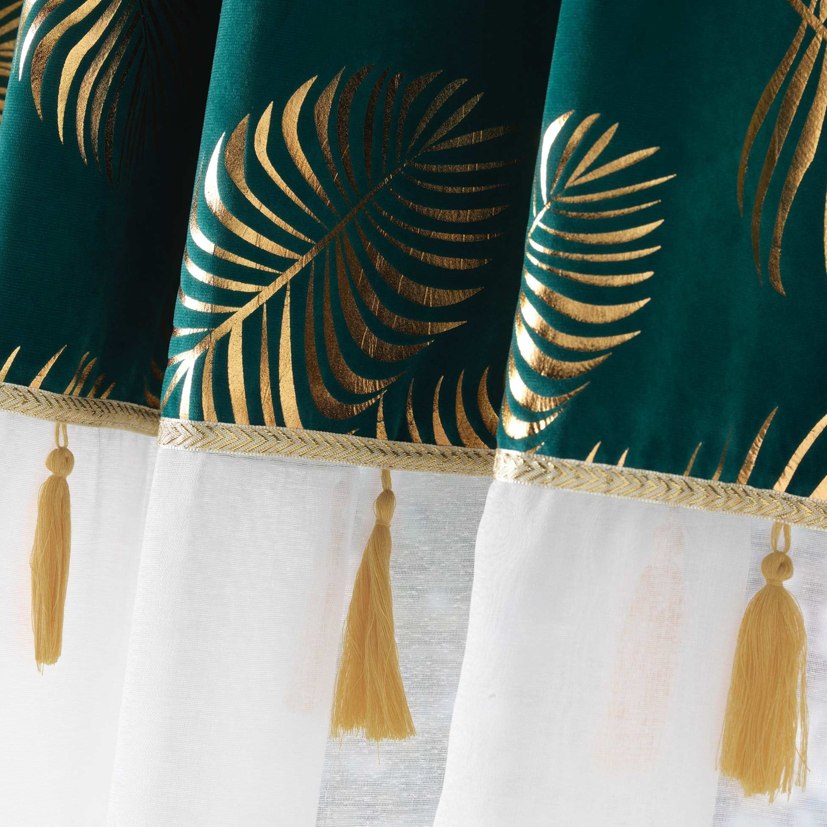 Voilage sablé au top en velours - Blanc