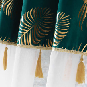 Voilage sablé au top en velours - Blanc