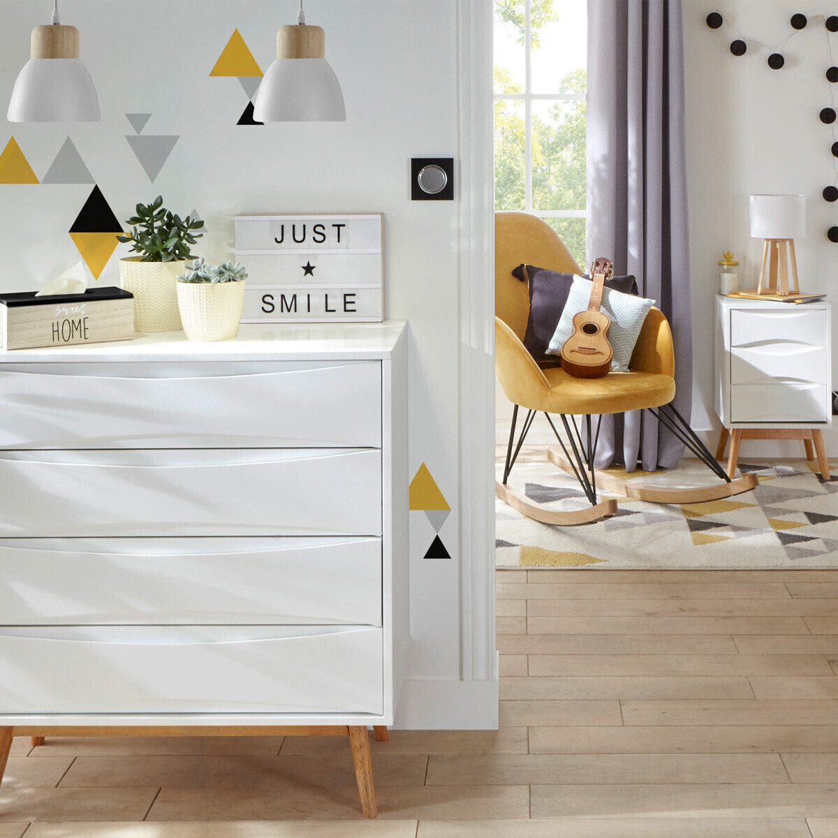 Suspension "Desy" blanche - métal & bois D15 cm