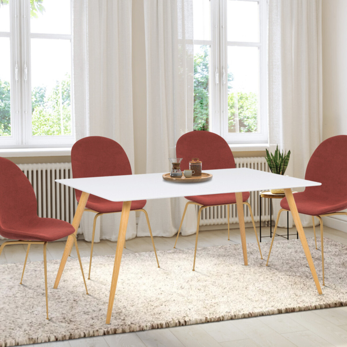 Table à manger Sally bois et blanc 120cm