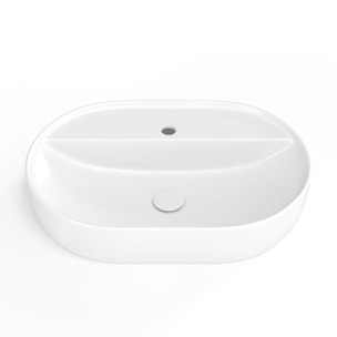 Infinitio Vasque à poser 60 x 40 x 12,5 cm, sans trop-plein + Bonde à écoulement libre - Blanc mat
