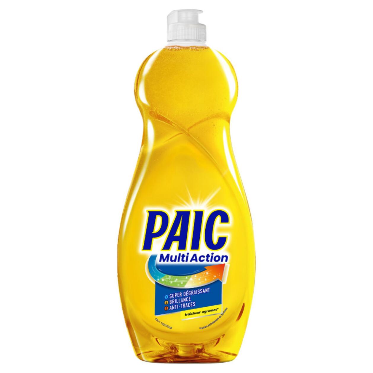 Pack de 12 - PAIC Liquide Vaisselle Multi Action Fraîcheur Agrumes Super Dégraissant Brillance et Anti-Traces 750ml