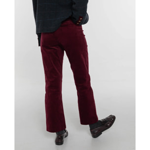 Pantalón terciopelo efecto piel de melocotón burdeos