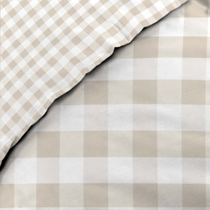 Parure de lit 3 pièces en coton à carreaux housse + taies - Naturel
