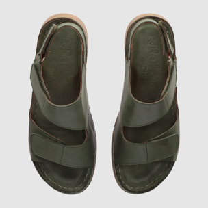 Sandalias de Piel - Kaki - Tacón: 3 cm