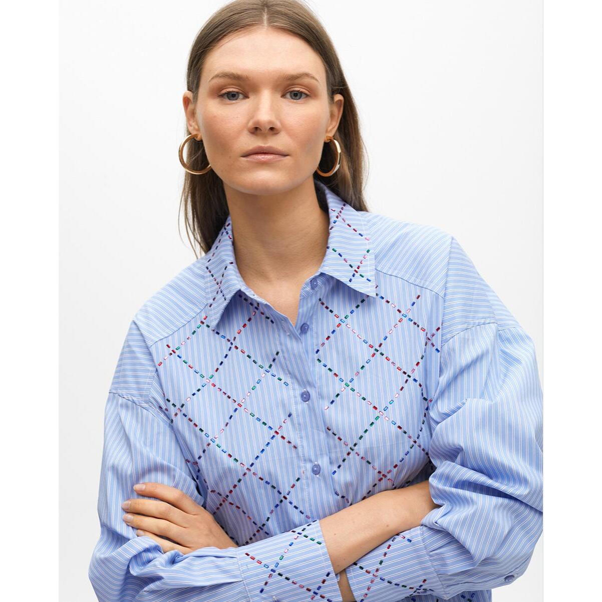 Camicia a Righe con Strass