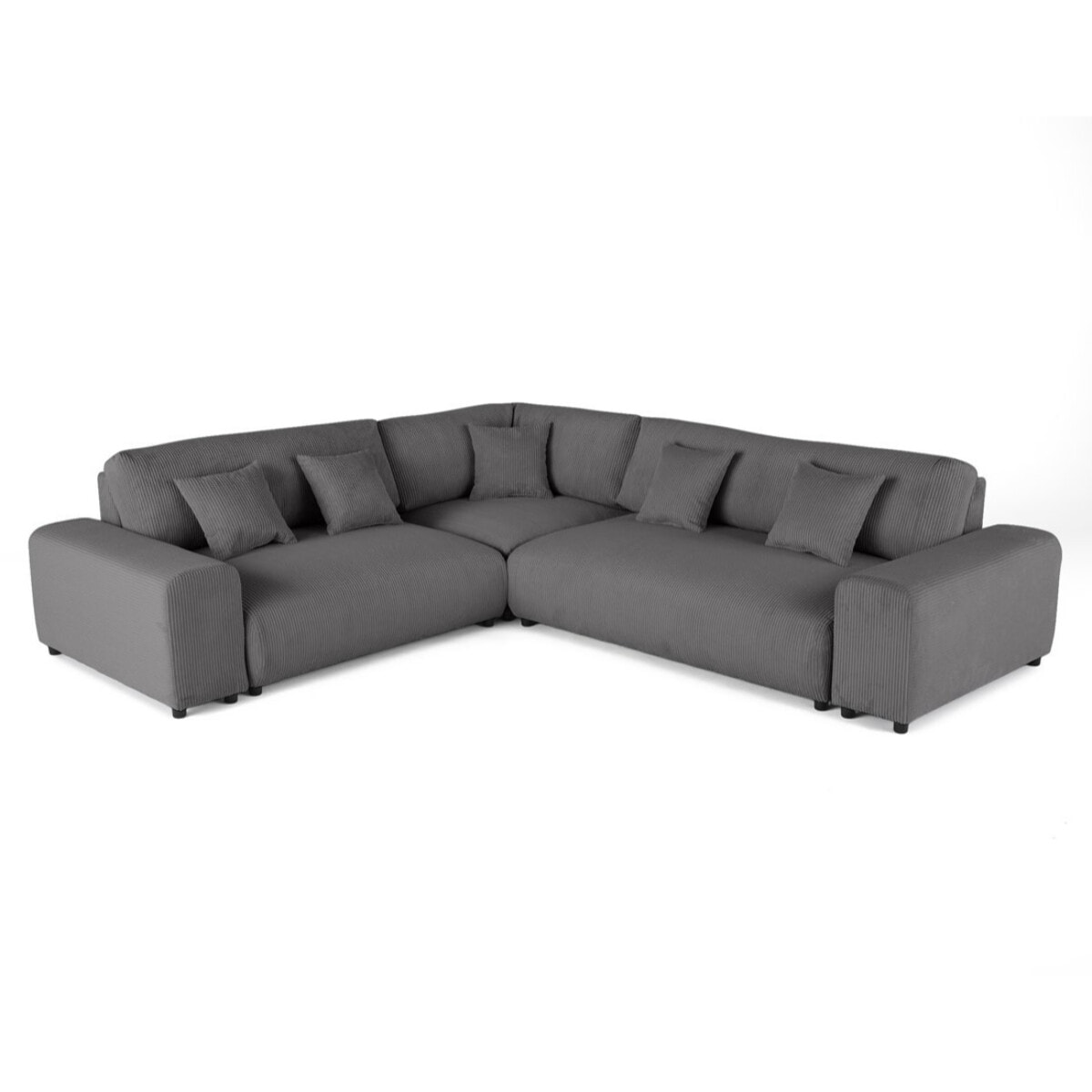 Garance - canapé modulable d'angle gauche - 5 places - en velours côtelé - Gris foncé