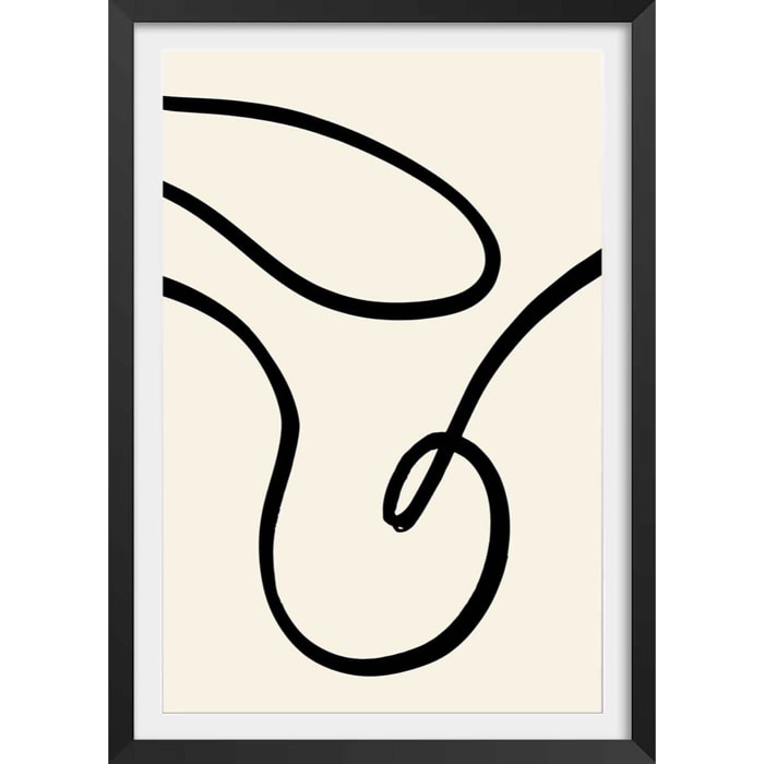 Affiche line art bold I Affiche + cadre en bois - Noir