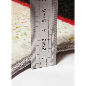 Petit tapis géométrique ivoire, rouge et noir