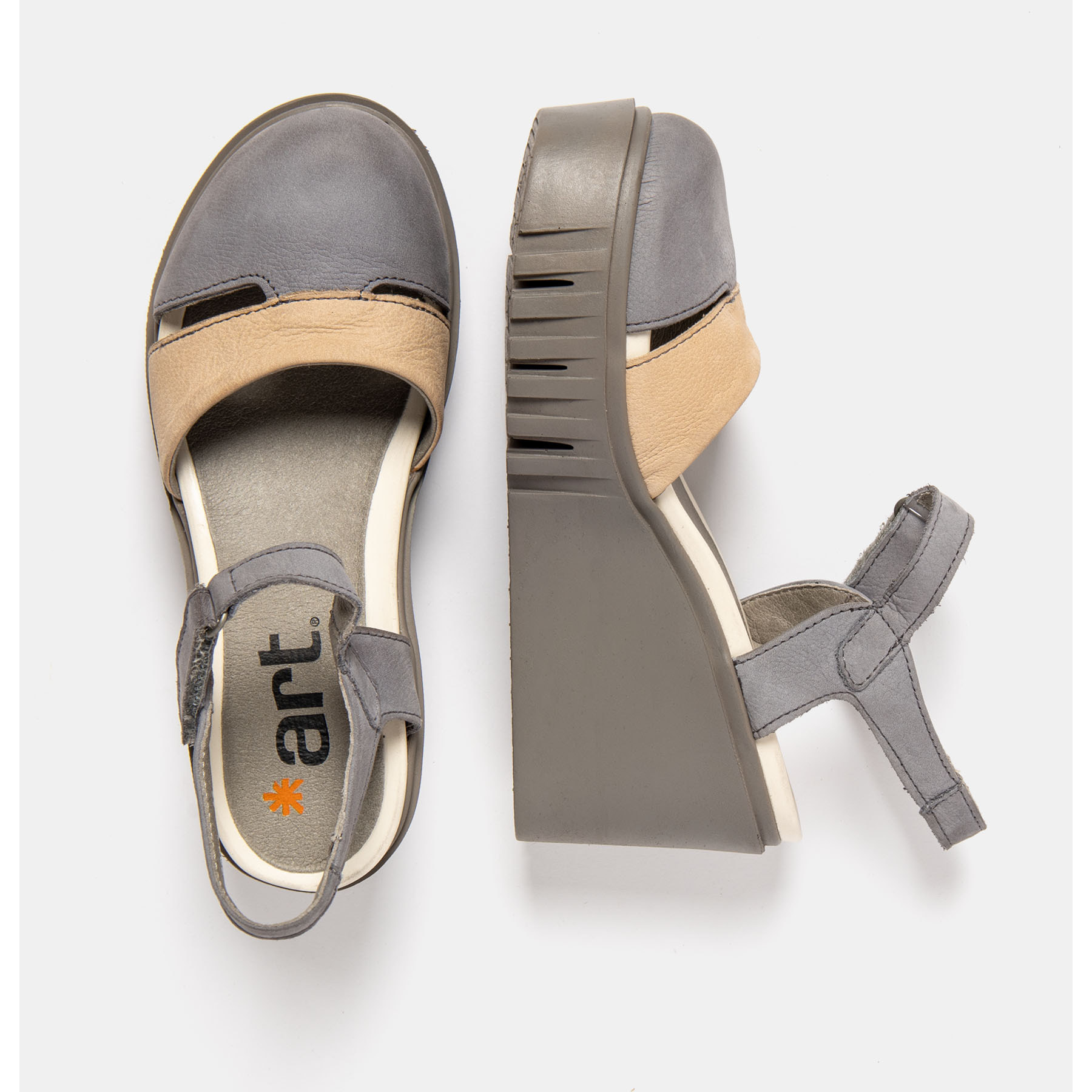 Sandalia de cuña 2083 NOBUCK DENIM-CREAM/ CATANIA color Denim-cream