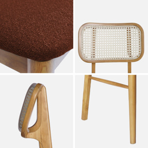 Chaise bohème bois d'hévéa et cannage (lot de 2) MANI