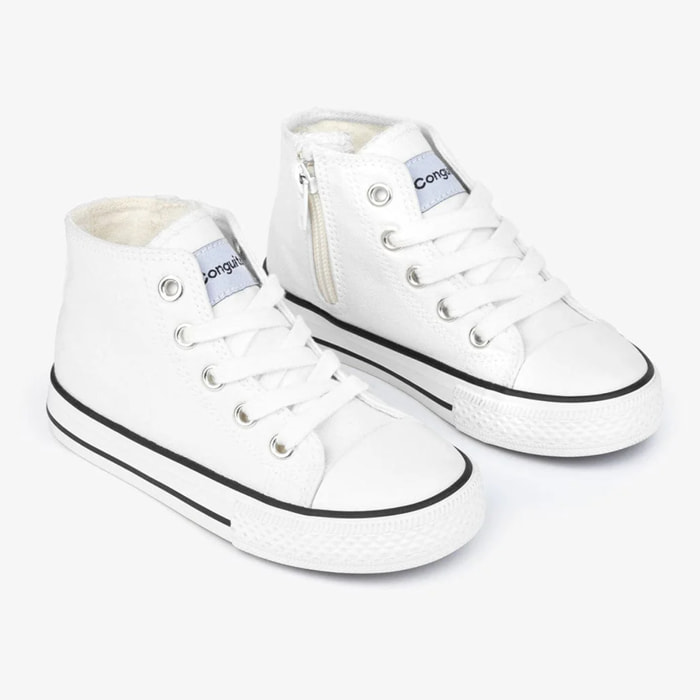 Zapatillas altas básicas unisex de lona blancas
