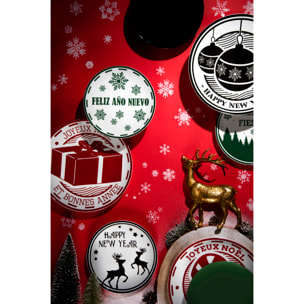 Servizio piatti 18 pezzi Excelsa - Christmas Stamp, porcellana e stoneware multicolore