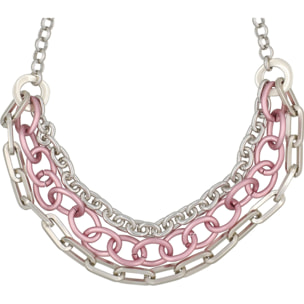 Collar "triple cadena" en plata-rosa.