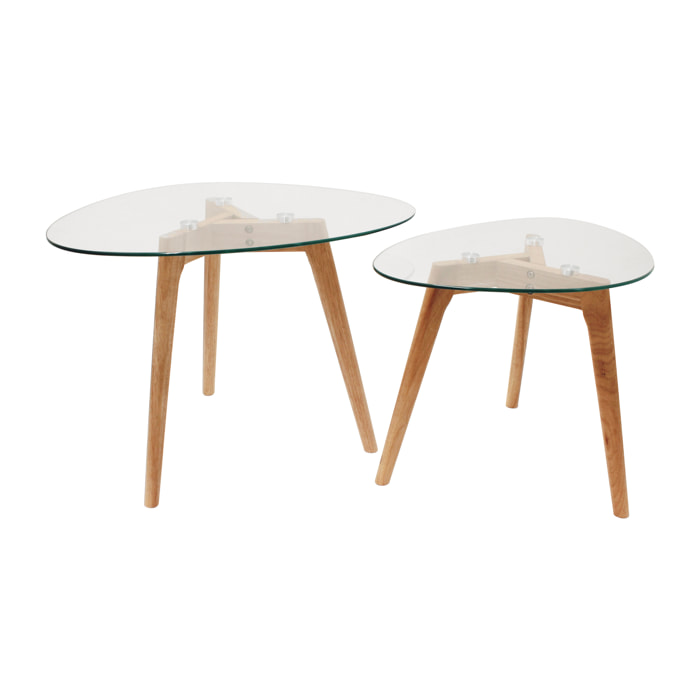 Tables Gigognes En Verre Trempe Galet X2