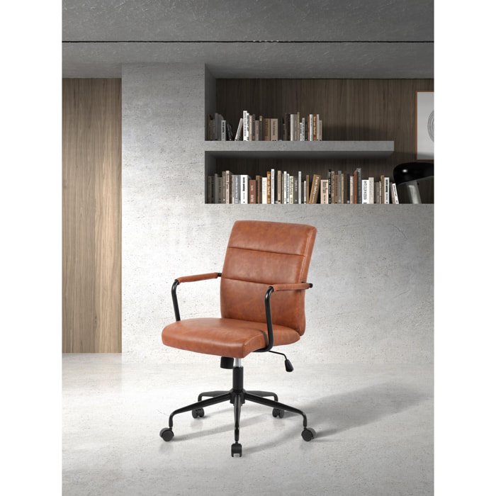 Silla de estudio Oli polipiel marrón 99x64x70 cm