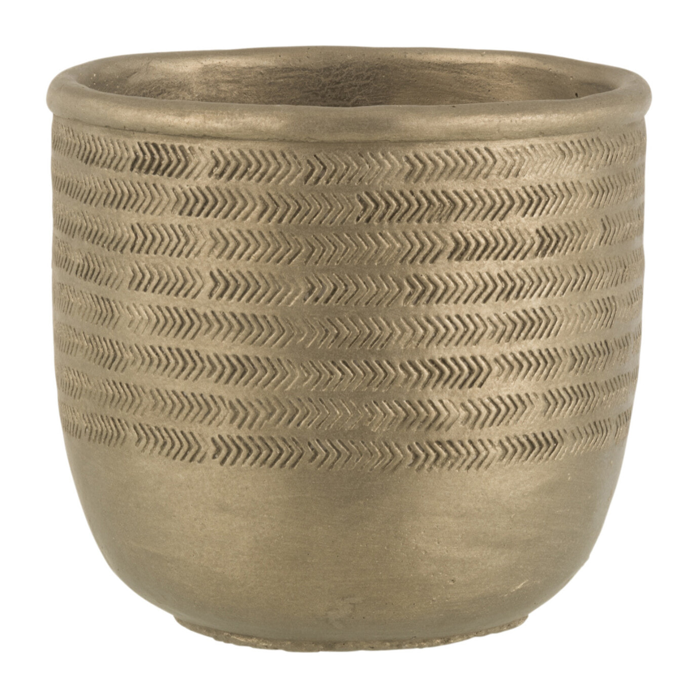 J-Line cache-pot Chalet - ciment - vert/or - large - Ø 17.5 cm