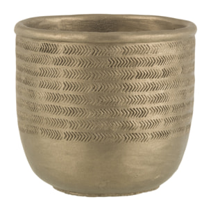 J-Line cache-pot Chalet - ciment - vert/or - large - Ø 17.5 cm