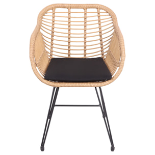 Lot de 2 fauteuils en rotin synthétique avec coussins CINTA