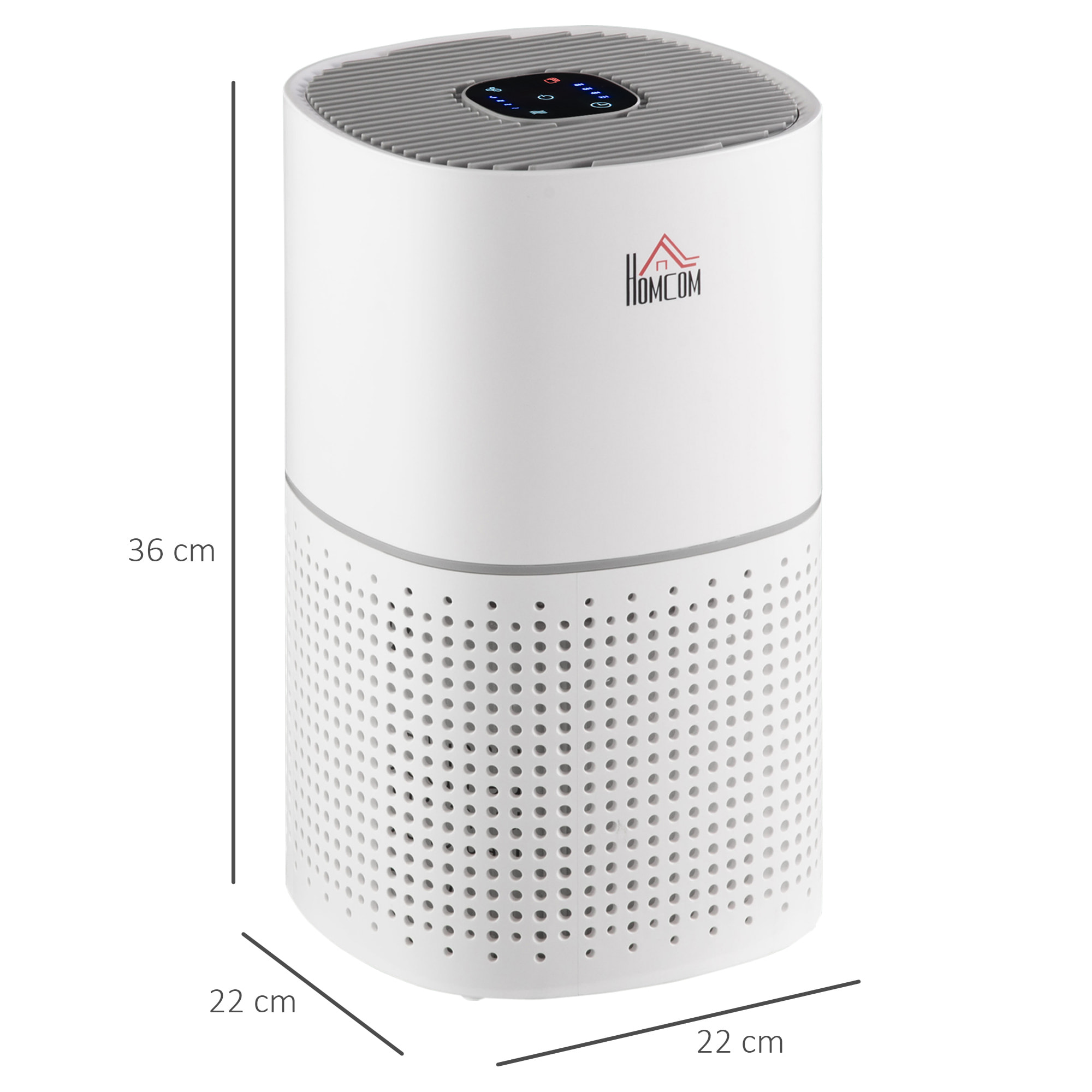 Purificateur d'air 50 W 4 vitesses mode silencieux - filtre HEPA, charbon actif -  jusqu'à 24 m² - débit d'air pur 225 m³/h - timer - ABS blanc gris