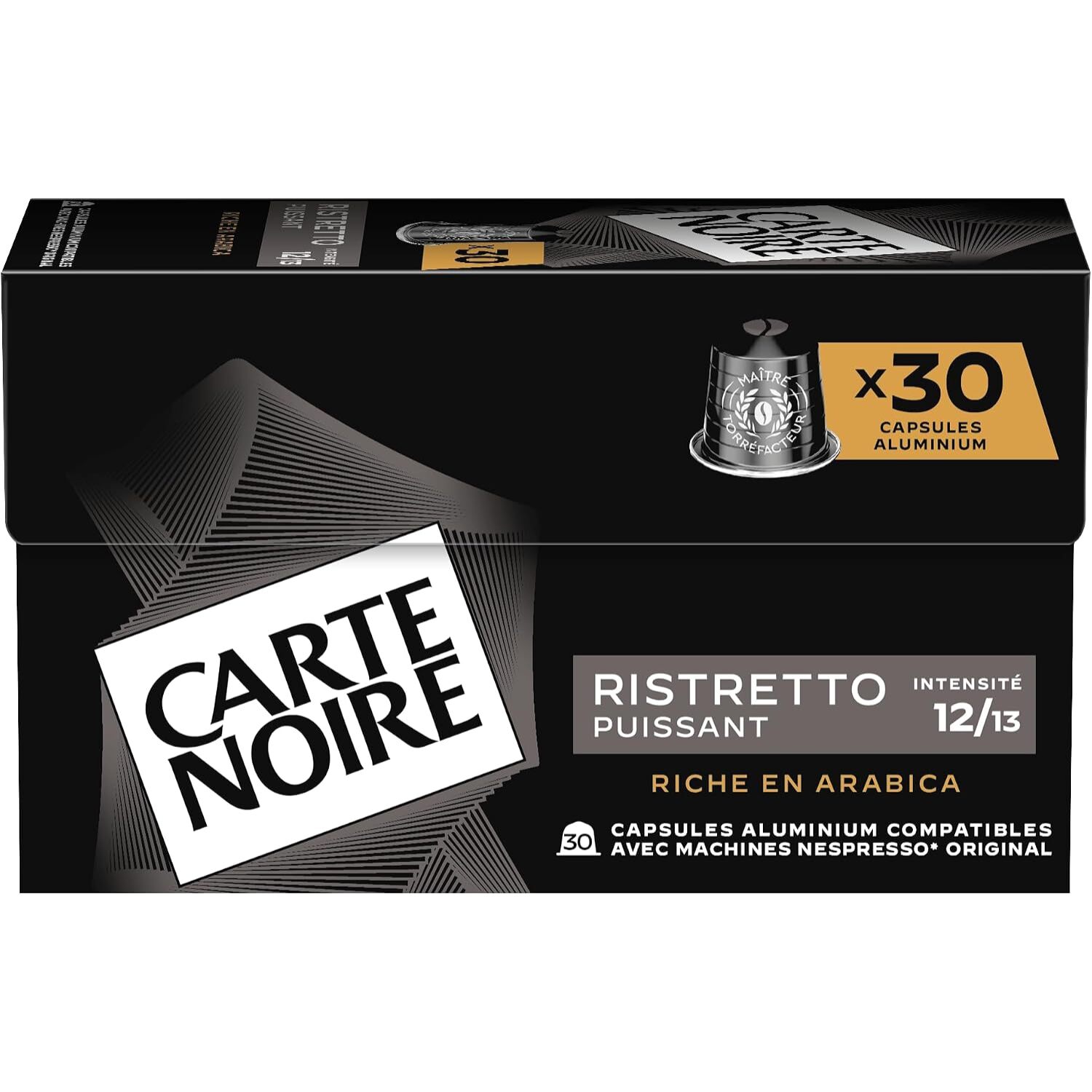 image-Café Ristretto n°12 x30 - Capsules compatibles Nespresso en aluminium