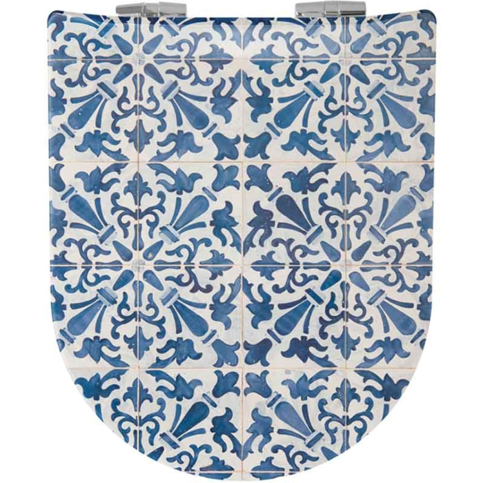 Abattant Double OLFA Déclipsable Motif 'Azulejos ' - Bleu brillant
