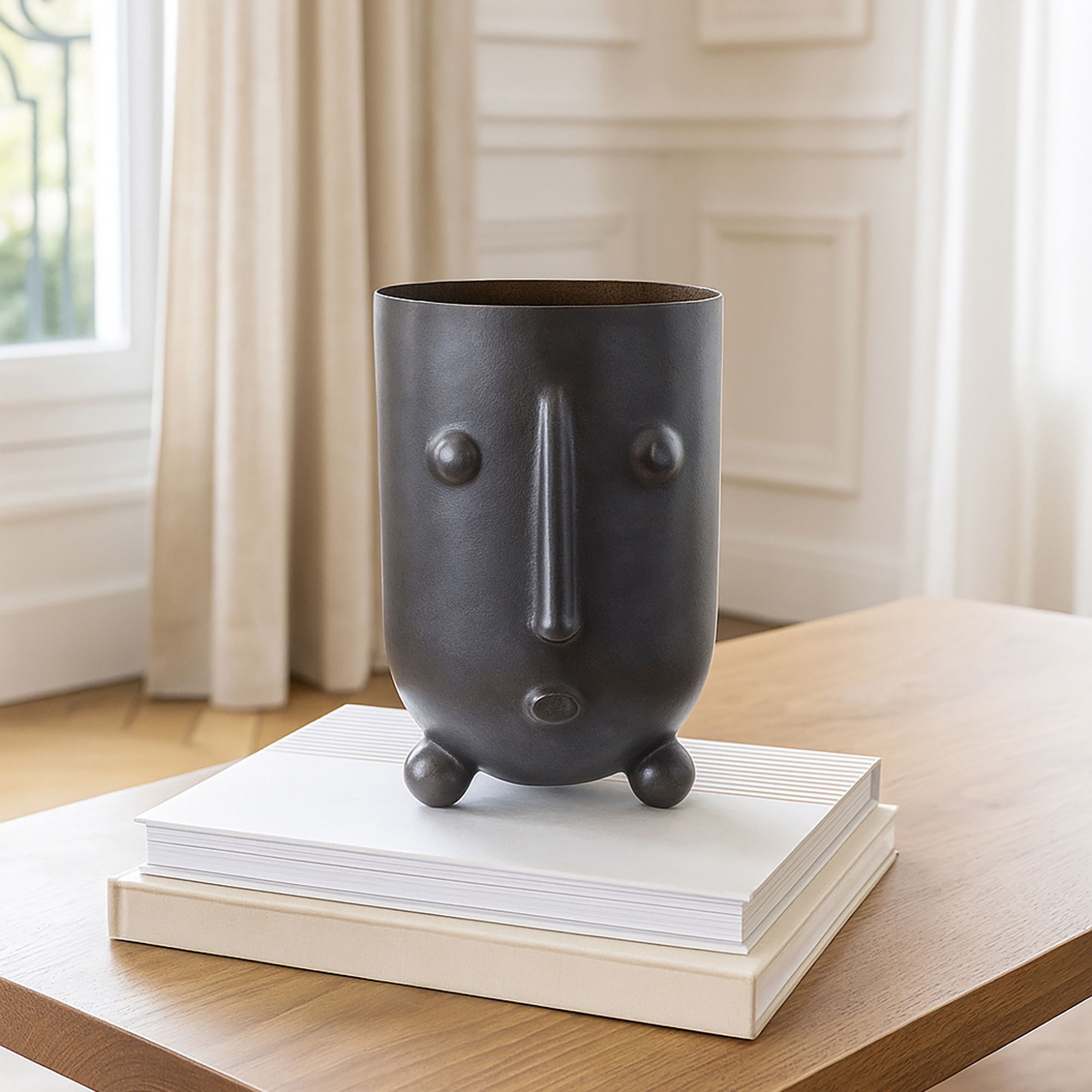 Vase en forme de visage en verre soufflé h24cm OLAV