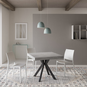 Tavolo allungabile 90x90/194 cm Dolcezza cemento gambe antracite