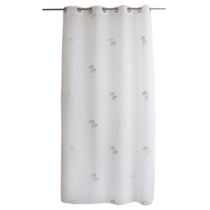 Voilage tamisant aux broderies florales - Gris clair