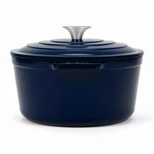 La Fonderie 1890 ALMA36, Cacerola de hierro fundido, 36cm, 7,7L, azul marino, compatible con todos los fuegos, inducción, gas, parrilla y horno.