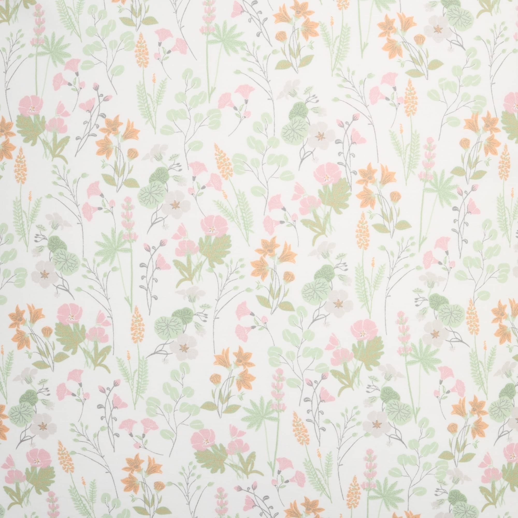 Funda cojín algodón flores Ferda color verde 100% Algodón percal