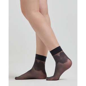 Calzino velato Onice con disegno balza in pizzo