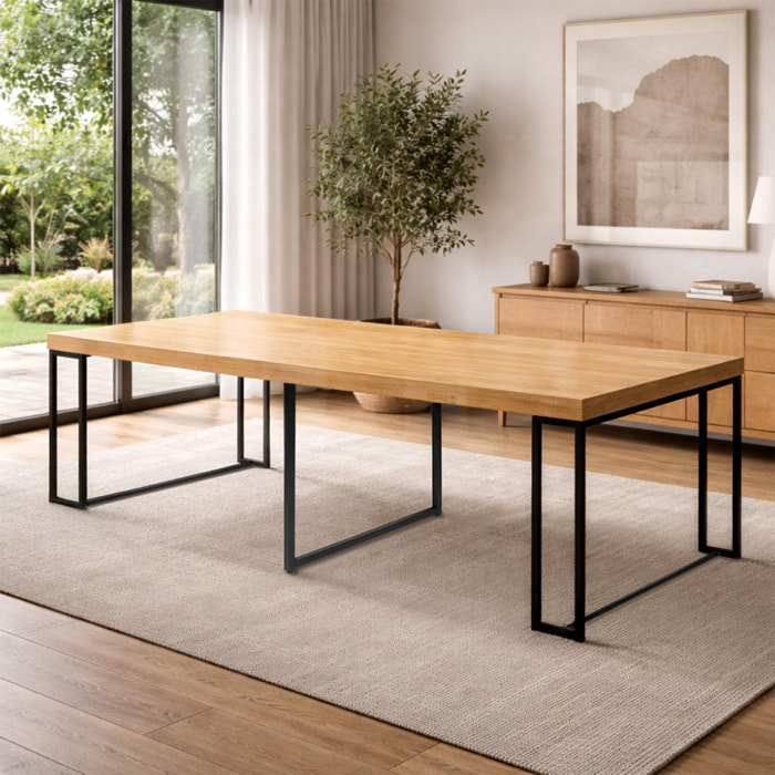 LUCA Table extensible 10-12 personnes effet bois 300cm