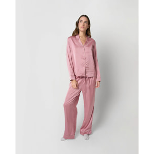 Pigiama lungo in raso da donna Friday malva