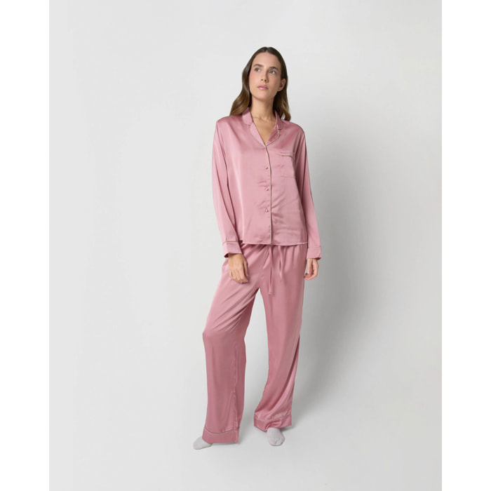 Pigiama lungo in raso da donna Friday malva