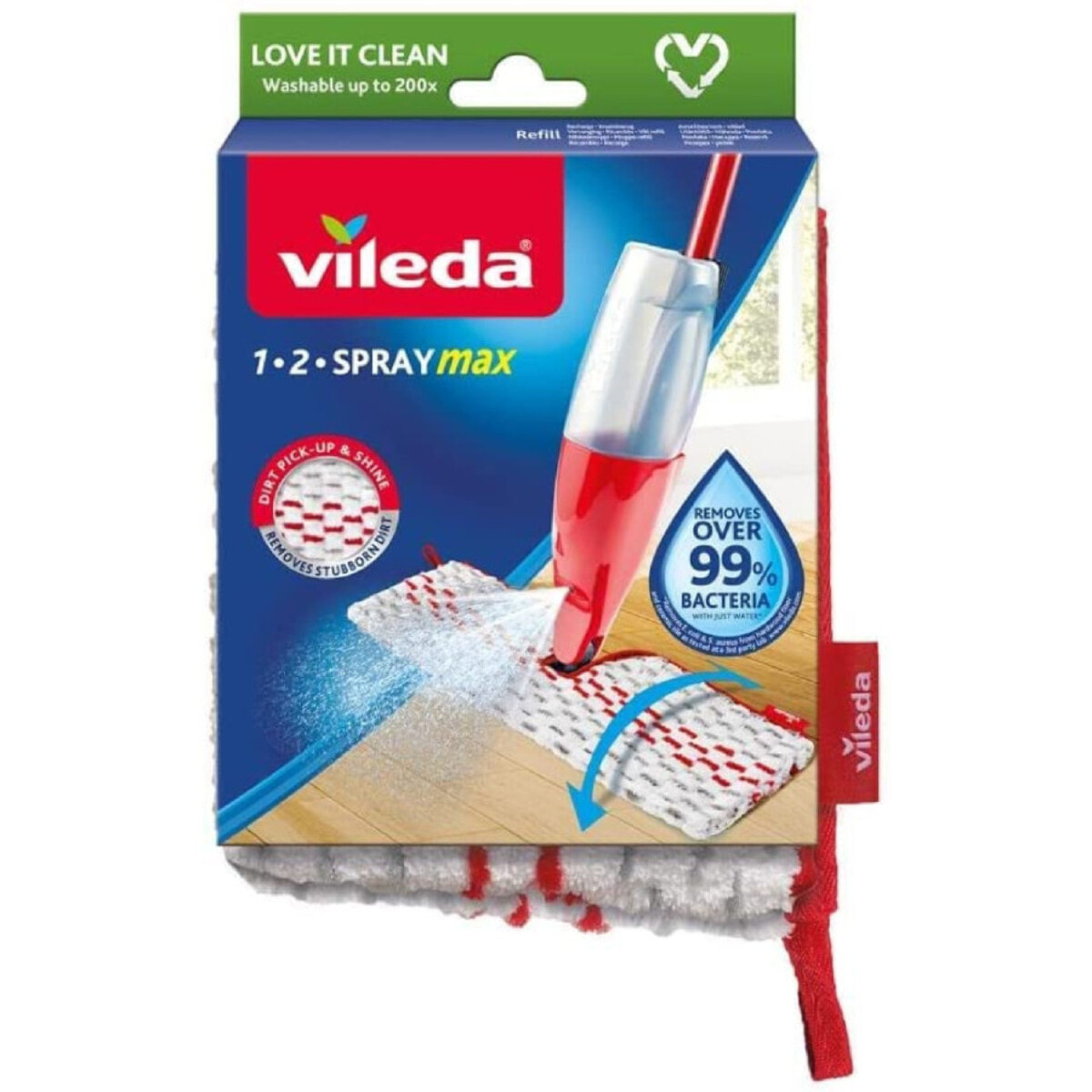 Vileda - Pack de 2 - Recharge 1.2.Spray Max Box - Microfibre officielle de rechange pour balai Vileda